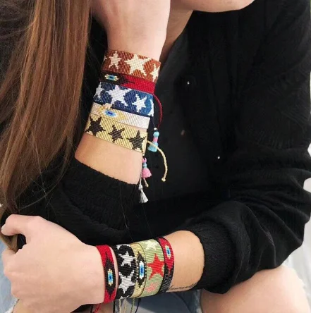 Miyuki Seed Beads Tassel Bracelet Handmade Star Design Bracelet Adjustable Women's Bracelet
