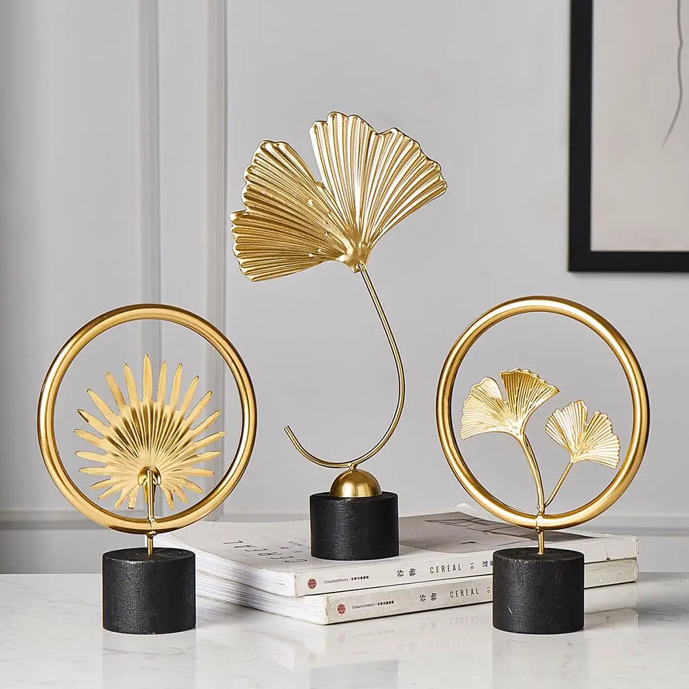 

Gold Palm Leaves Modern Plant Ornament Bedroom Home Decoration Accessories for Living Room Gold Iron Shape Crafts Desktop Decor