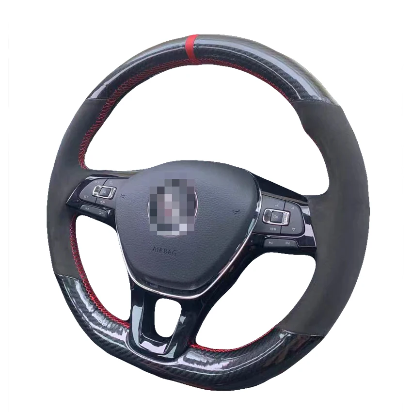 

Hand Stitching Carbon Soft Suede Steering Wheel Cover for Volkswagen Golf 7 UP Polo Jetta Passat B8 VW Tiguan Sharan Touran