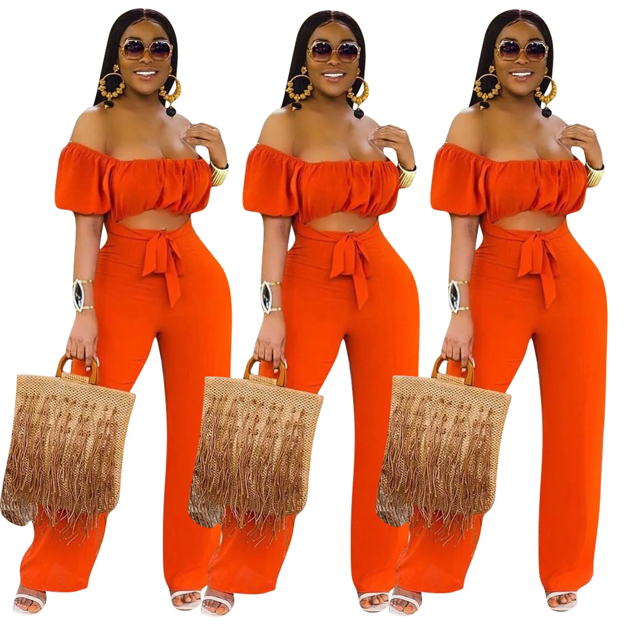 

Yingchao 2021 Drop Shipping 1pcs Sexy Straight Shoulder Puff Sleeve Hollow Out Plus Size One Piece Jumpsuits Rompers For Women