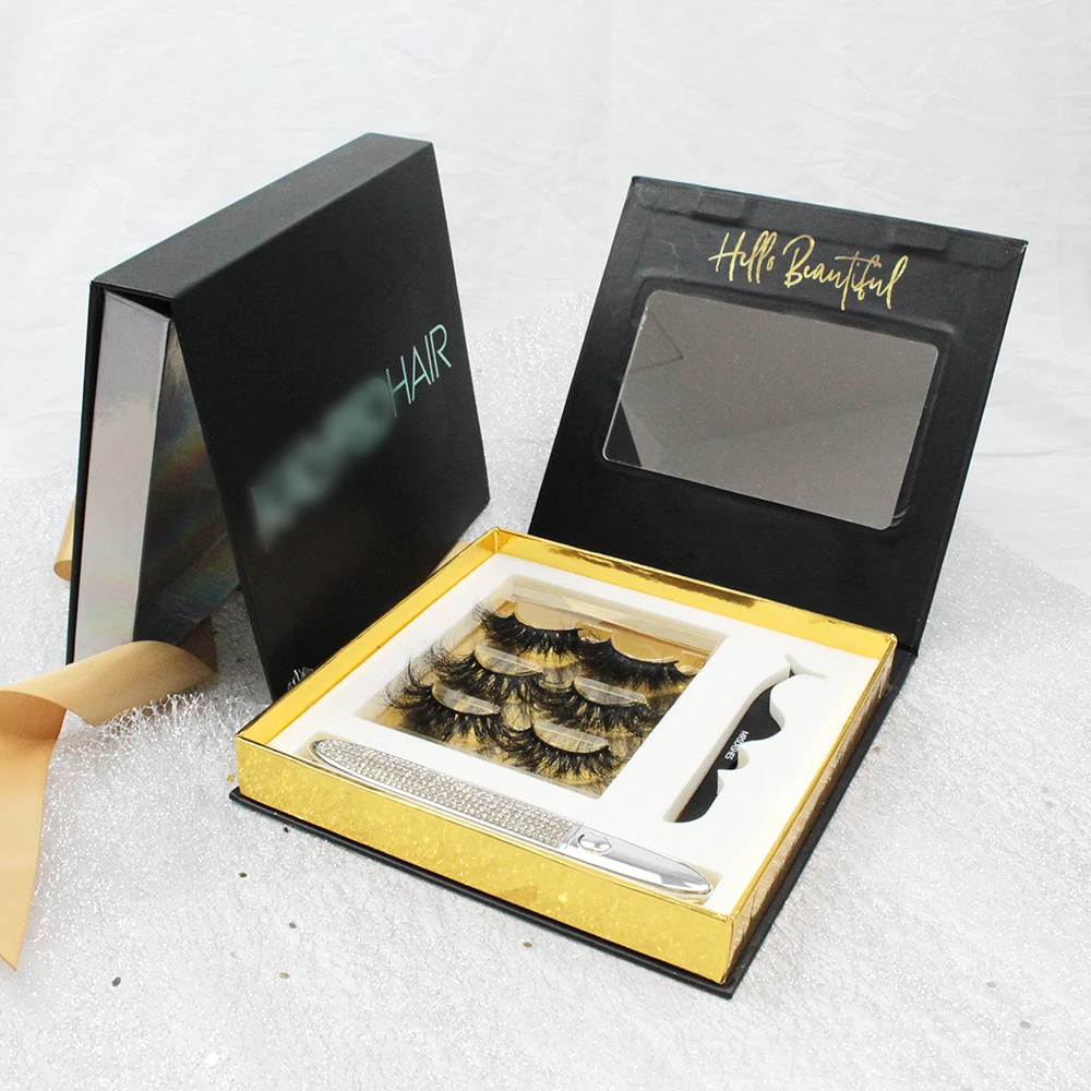 

New Design Custom Eyelash Packing Set 3d Mink False Eye Lashes Own Brand 25mm Wholesale Mink Eyelashes, Nature black