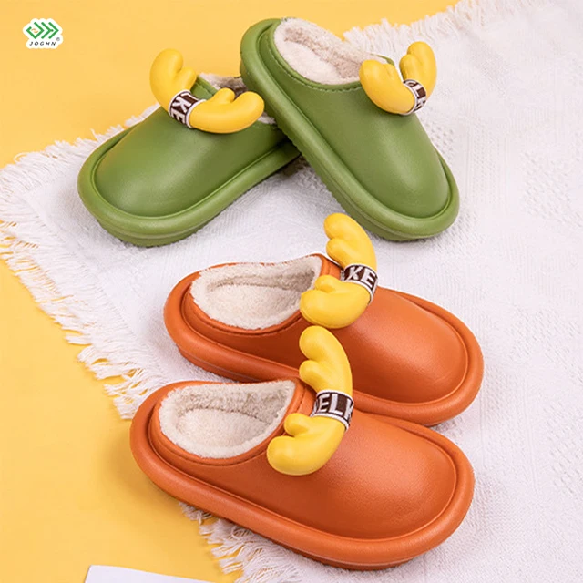 

Winter Children Home Slippers Kids Baby Cotton Shoes Girls Plush Warm Slippers Boys Indoor Slippers Cute Garden Shoes, Pink, turmeric, caramel, bean green