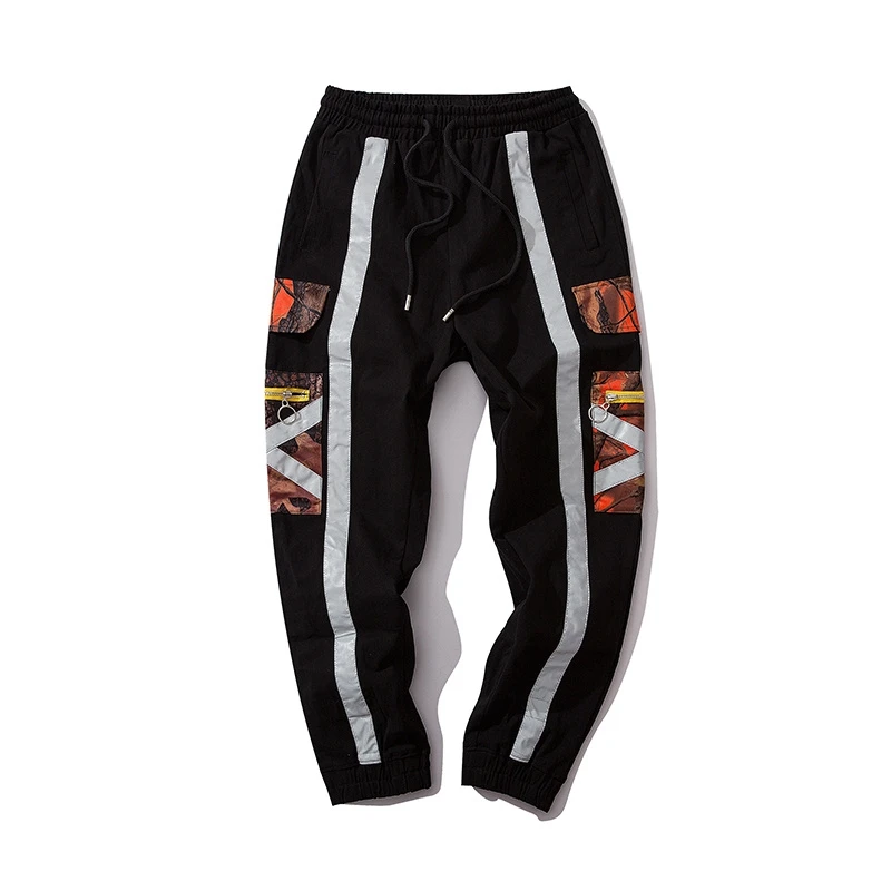 Wholesale Price High Street HIP HOP Letter Printed Reflective Cargo Pants Baggy Cargo Pants Stylish Cargo Pants