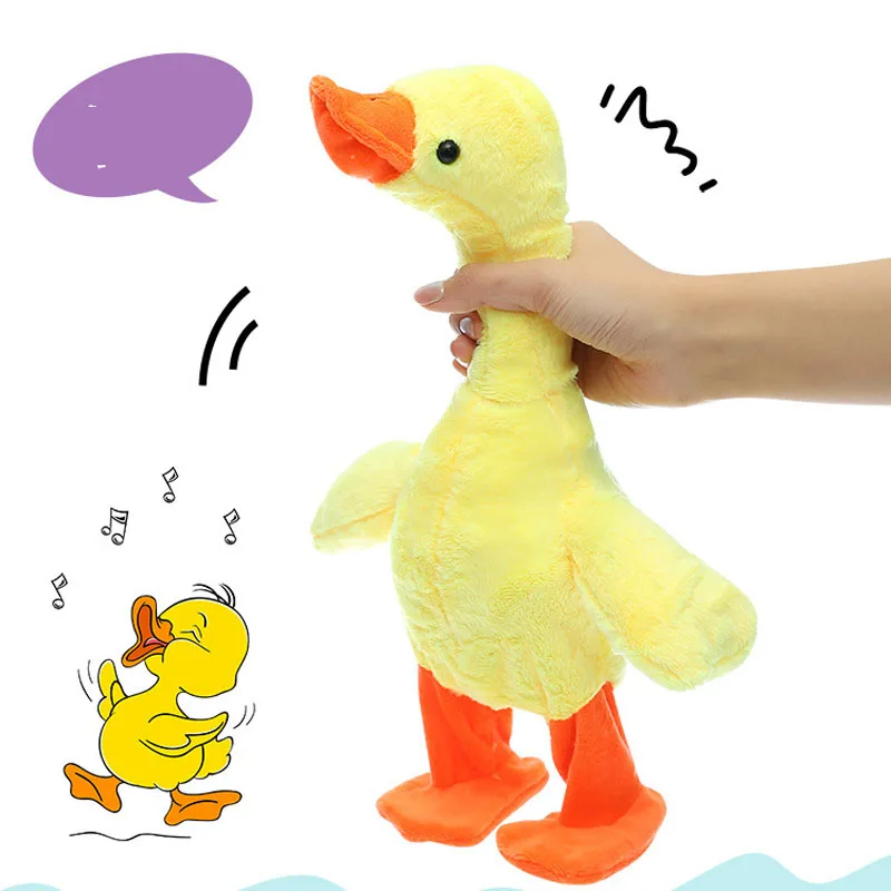 

Promotional best selling custom stuffed yellow electric toys recording walking singing duck dancing