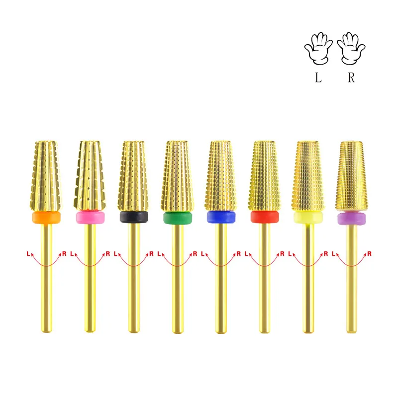 

Safety Gold Coated Manicure Carbide Nail Drill Bits for Acrylic Nails, Golden/silver