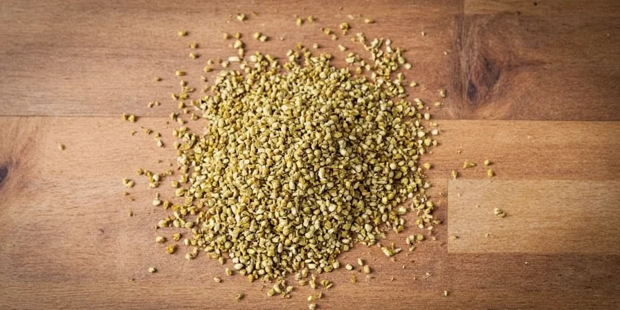 Crushing cardamom with a rolling pin on parchment paper