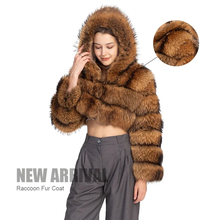 

Wholesale Fluffy Fur Fox Coat Custom Color Real Cropped Womens Fur Coat with Hood, Customized color