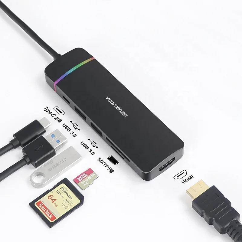 

Slim USB-C Travel Dock with 4K 30HZ, USB3.0, PD charging Multiport adapter