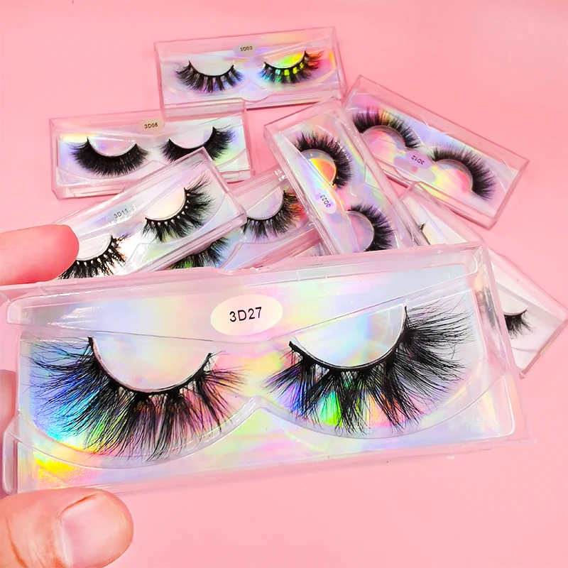 

wholesale false lash pestanas vendor wispy short natural full strip vegan mink eyelashes with lashpackaging box, Black