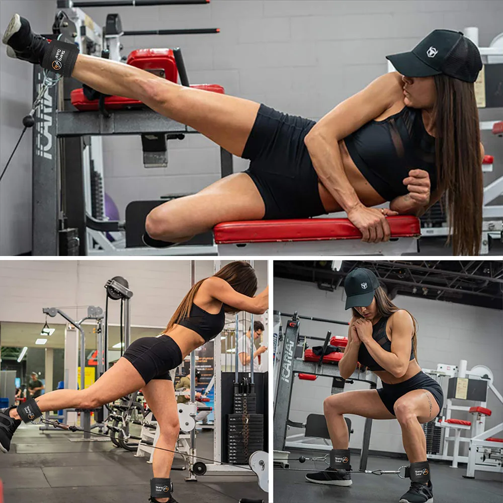 

Neoprene padded ankle buckle gantry foot ring buckle hip training gym lining ankle guard, Black