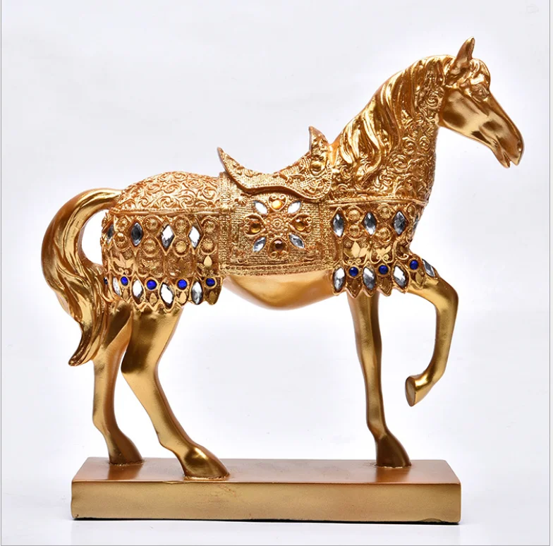Details about   Fancy Decorative Resin Horse Table Statue Gold/Multi-coloured 41 x 25 cm 