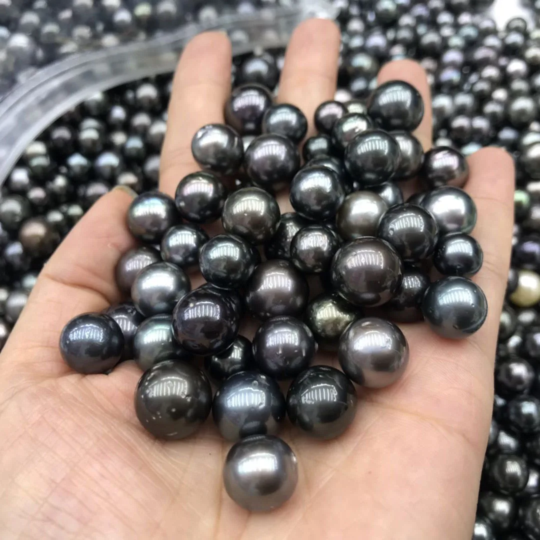 

wholesales DIY BEADS,9-13 mm good quality A+ perfect round nature loose Tahitian pearl with half,OR no hole,black color