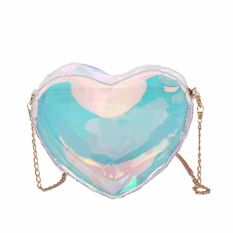 

Heart Shaped Jelly Purse Women Laser Holographic Small Fashion Shoulder Crossbody Bags