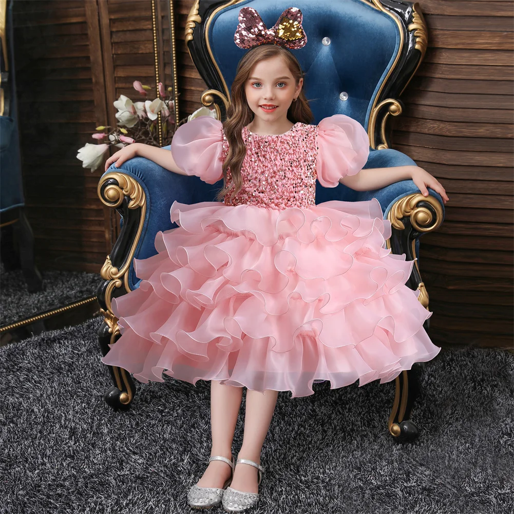 

Shining children's Princess performance dress for girl 2-10 year Fluffy kid evening party dresses girls tutu dress for 2 PCS