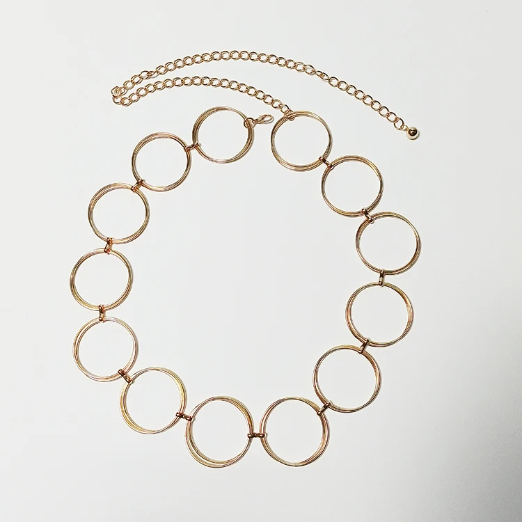 

Personality wild Circle waist belly chains gold Simple desinger Jeans chain belt for men and women