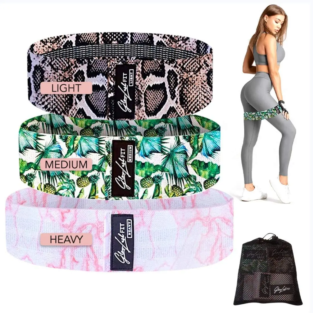 

2021 Fitness Sturdy Fabric Resistance Band Home and Gym Build Muscle 2" Camo Leopard Snake Print Fitness, Blue /pink /purple