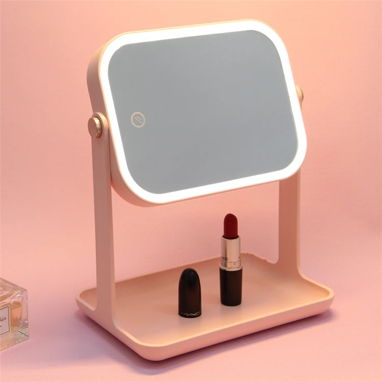 Framed touch sensor women make up looking mirror led light