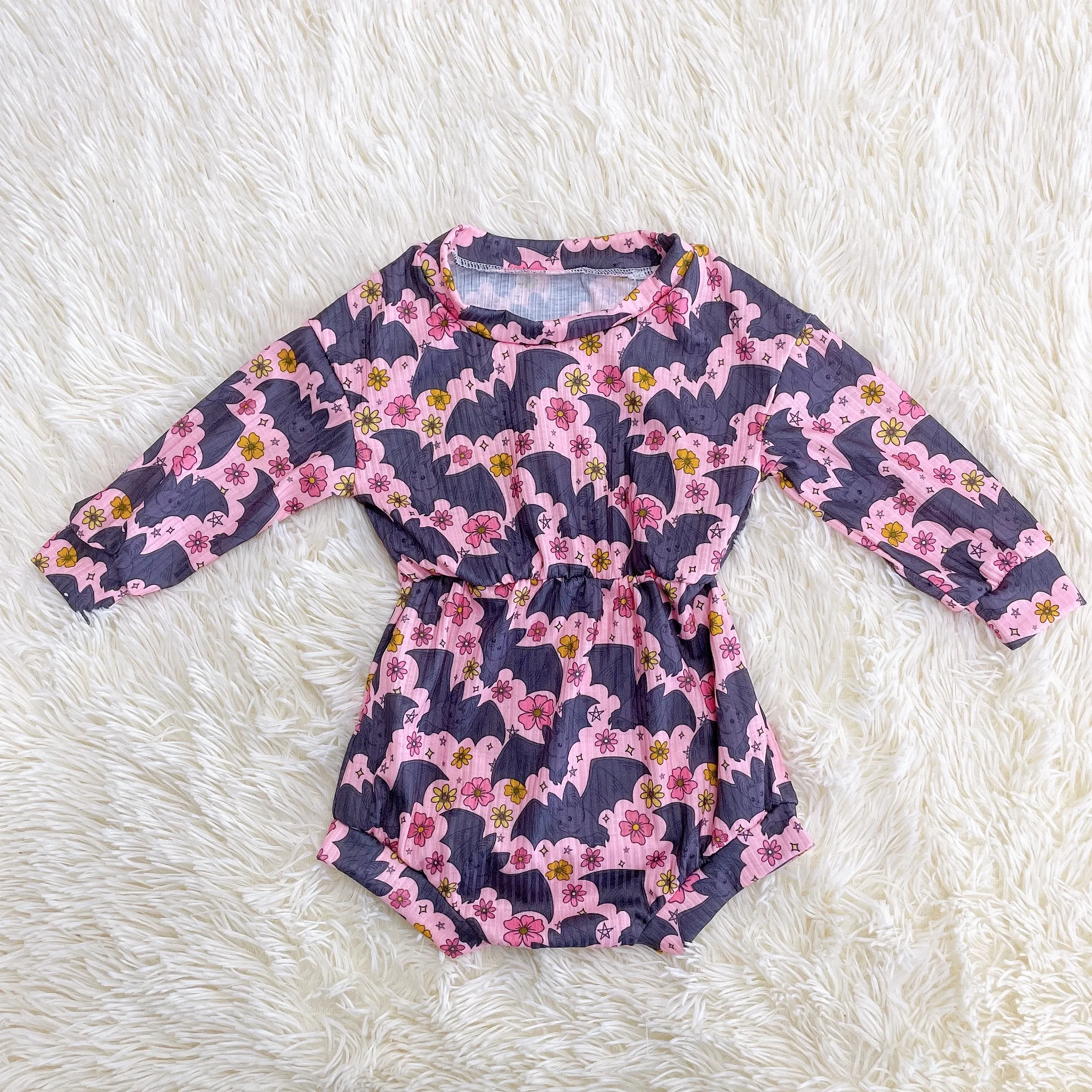 

Girls' waistband one-piece shorts knitted printed Jumpsuit, Colorful