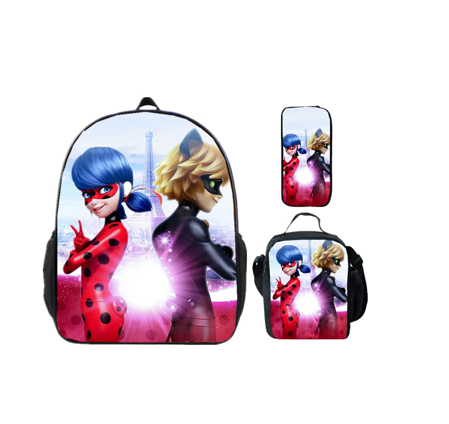 

New designs kids school bag set lady bug child 3D cartoon