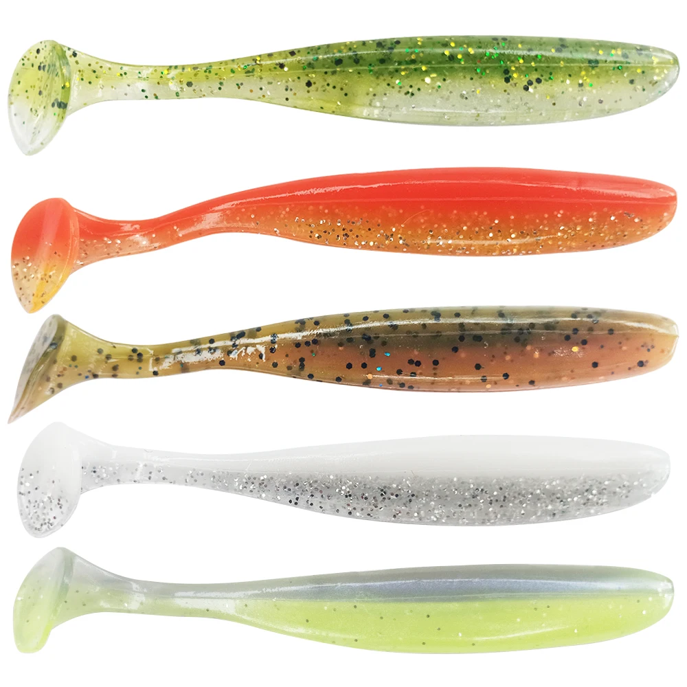 

NewBility Easy Shiner Soft Lures 75mm 95mm Baits Fishing Lure Leurre Shad Double Color Silicone Bait T Tail Wobblers, 5 colors