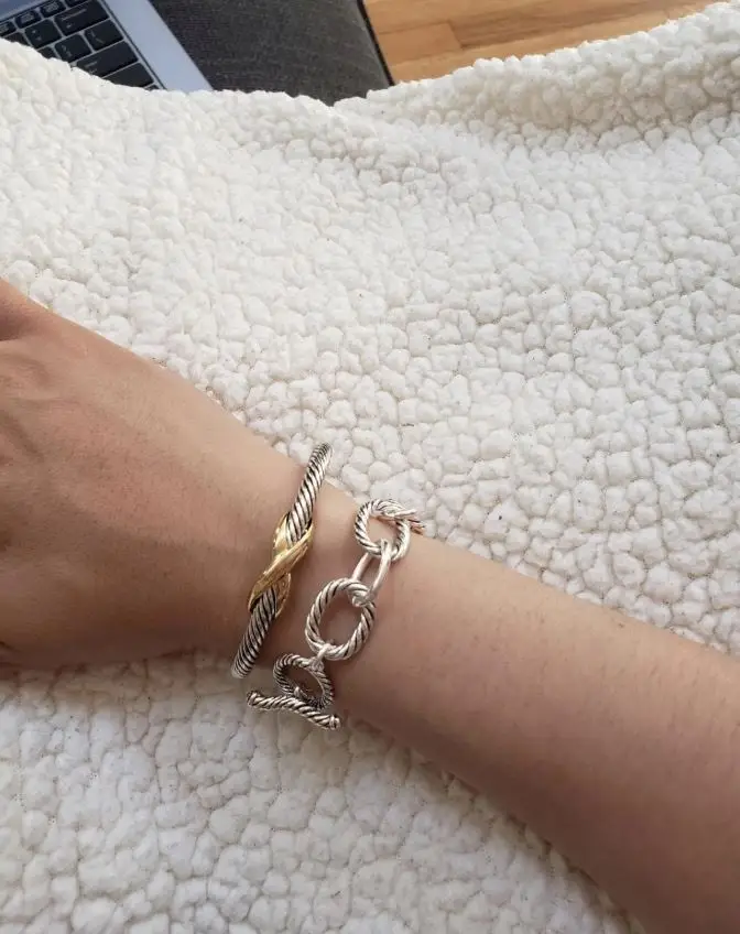 

Fashion Retro Gold Color Cable Wire Spiral Link Bracelet for Women