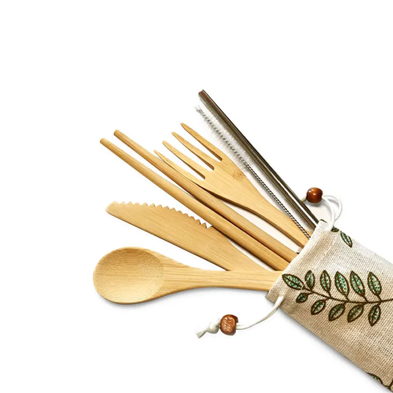 

Hot Sales Bamboo Cheese Board And 7pcs Reusable Cutlery Set, Natural color