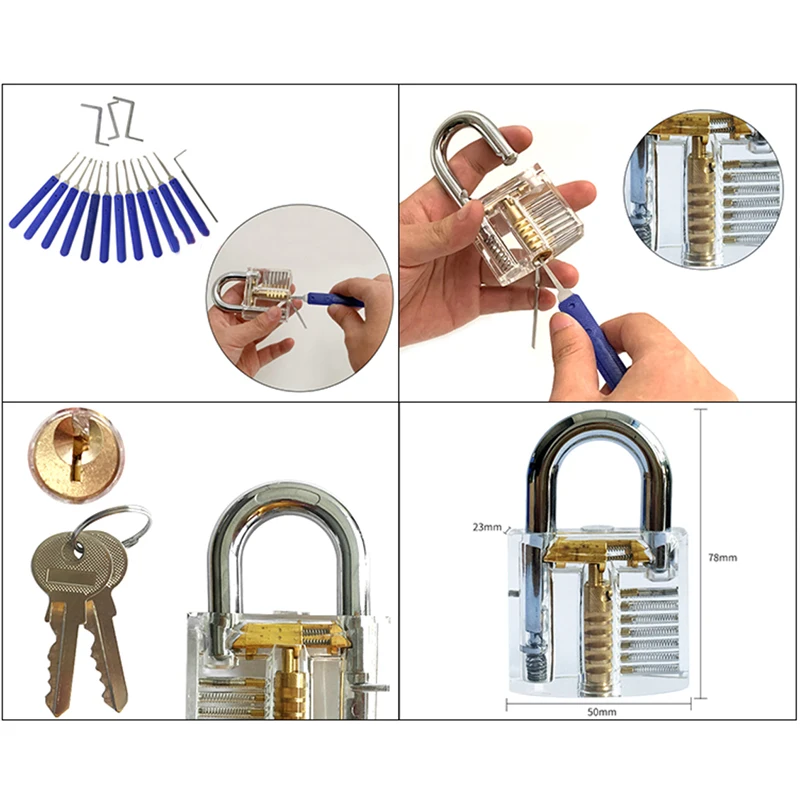 AJF Blue Unlocking Lock Pick Set Tools for Locksmith 12 Lock Picks + 5 Tension Tools Stainless CN;ZHE