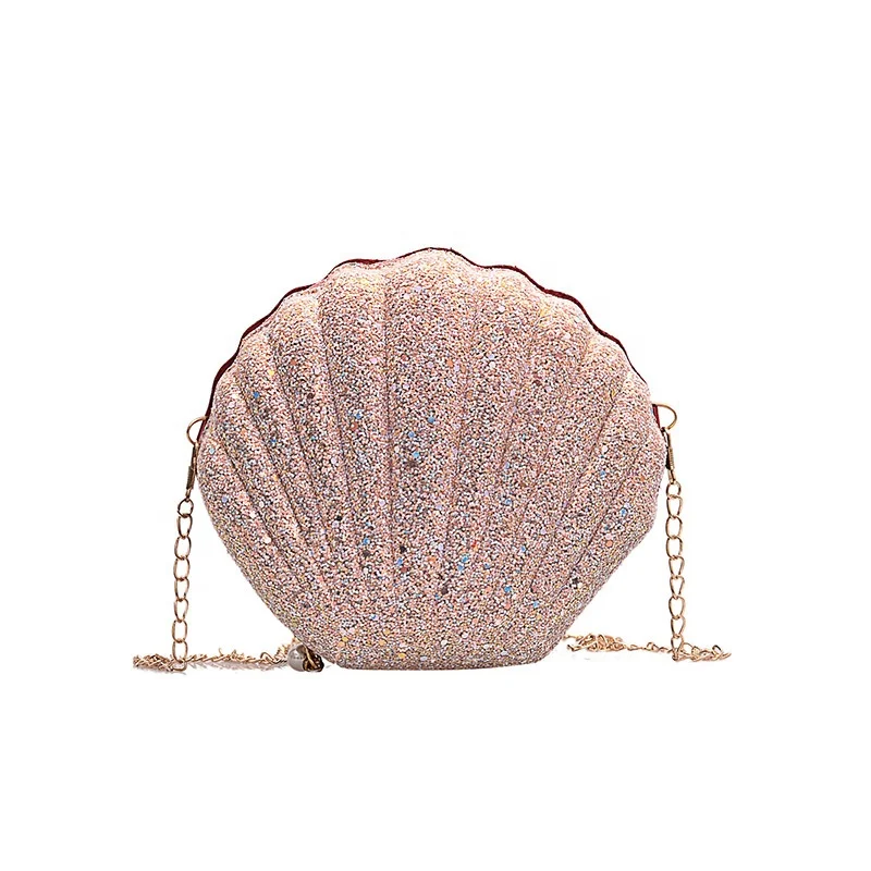 

INDEX New fashion glitter shining shell crossbody bag for lady shoulder bag with chain