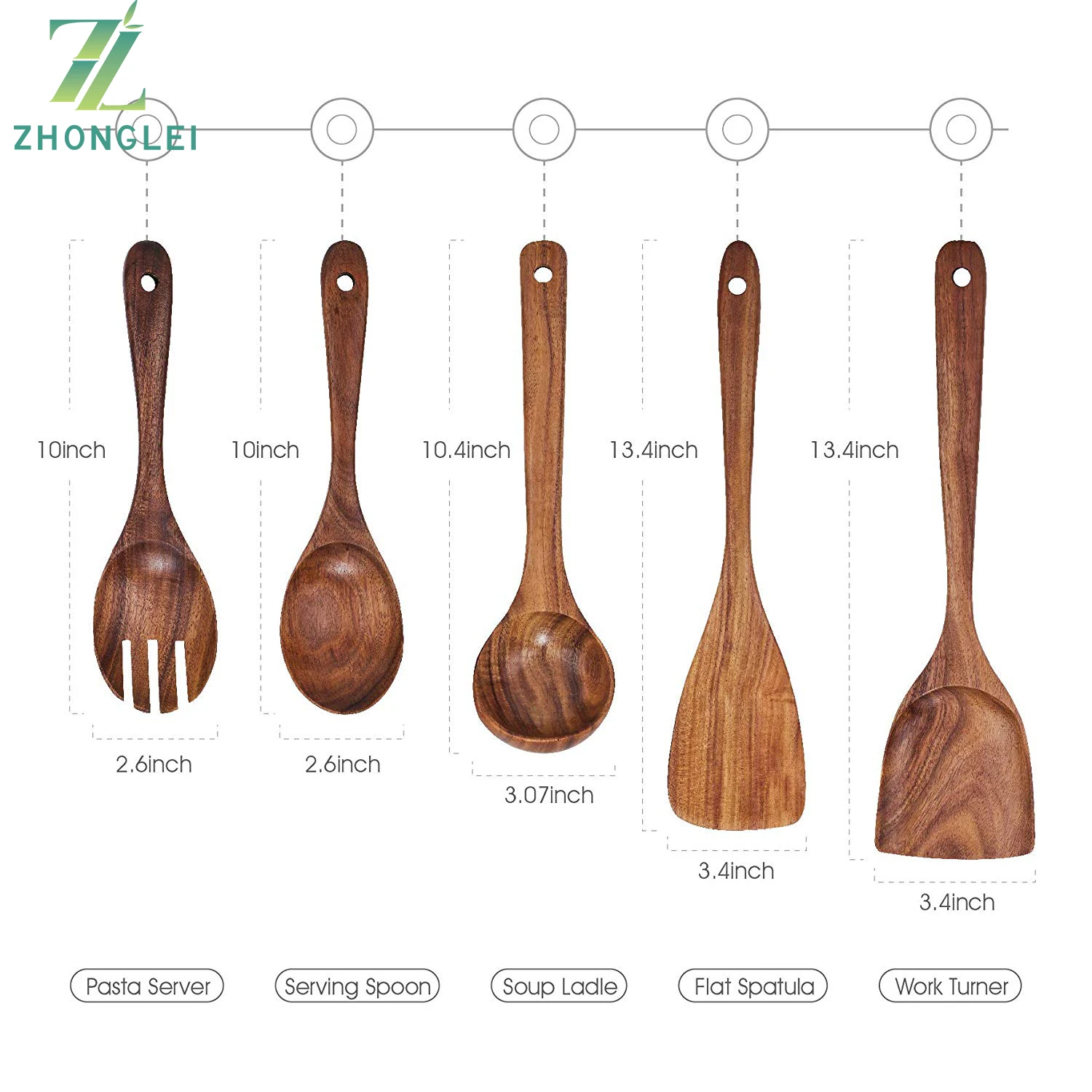 The Legend of Zelda Natural Wood Spoon Set 5 pcs Long Handle for Non