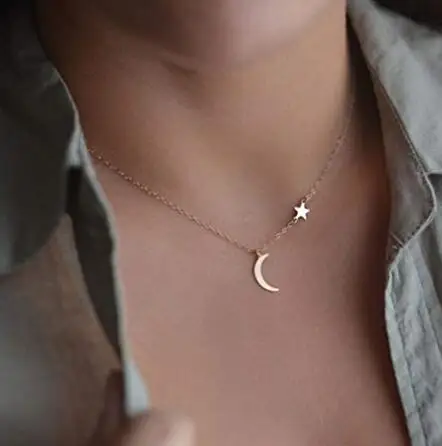 

Moon Pendant Necklace Adjustable Necklace Gold Star Necklace for Women