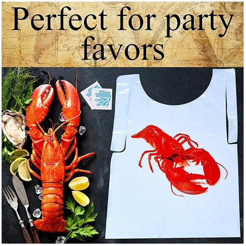 

Plastic Lobster Bibs Adult Disposable Crab Feasts Bibs for Eating at Crawfish Table Keep Clothes Clean at Seafood Boil Party, Transparent