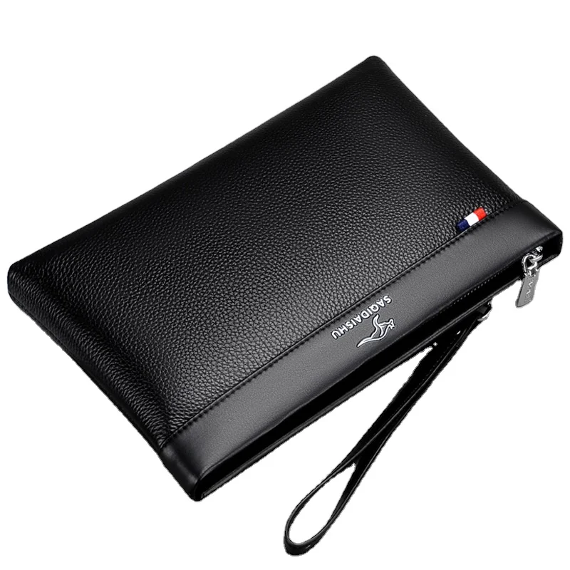 

Men's casual travel first layer cowhide envelope coin purse new leather clutch bag