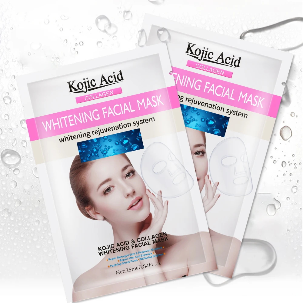 

Wholesale Anti-Aging Facial Mask Sheet Kojic Acid Whitening Natural Organic Facial Mask, White