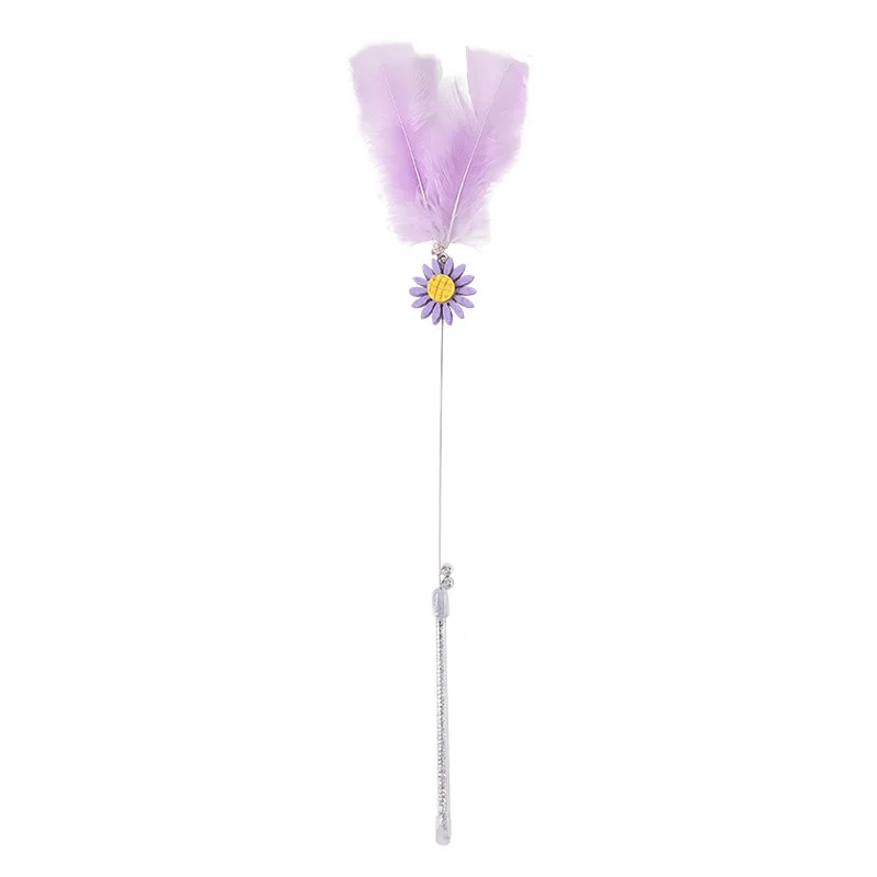 

Cute And Delicate Four-Piece Funny Cat Stick Feather Bell Cat Interactive Toys Interesting Pet Toy Supplies, Pink\purple\blue\yellow