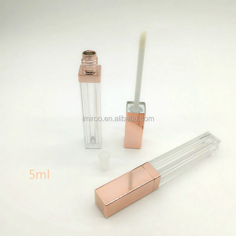 5ml Empty Rose Gold Lip Gloss Tubes Plastic Square Liquid Lipstick