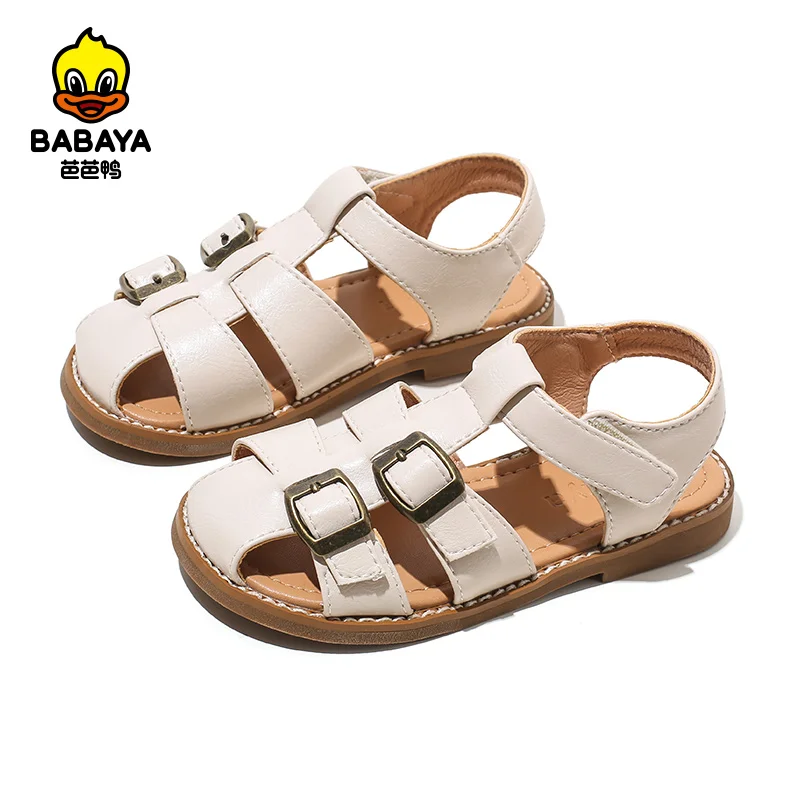 

36310 HUANQIU BABAYA Roman system cute summer kids sandals girls, Pink/black