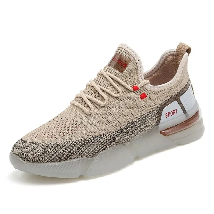 

2020 new flying woven yeezy luminous air cushion super light bottom sports shoes men's casual shoes, Black, gray, white, khaki, black and red