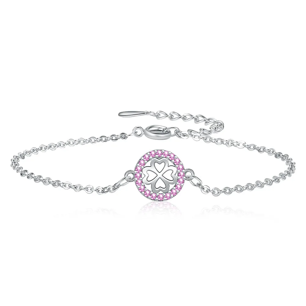 

New Pink Diamond lucky four-leaf clover temperamental bracelet female online influencer jewelry