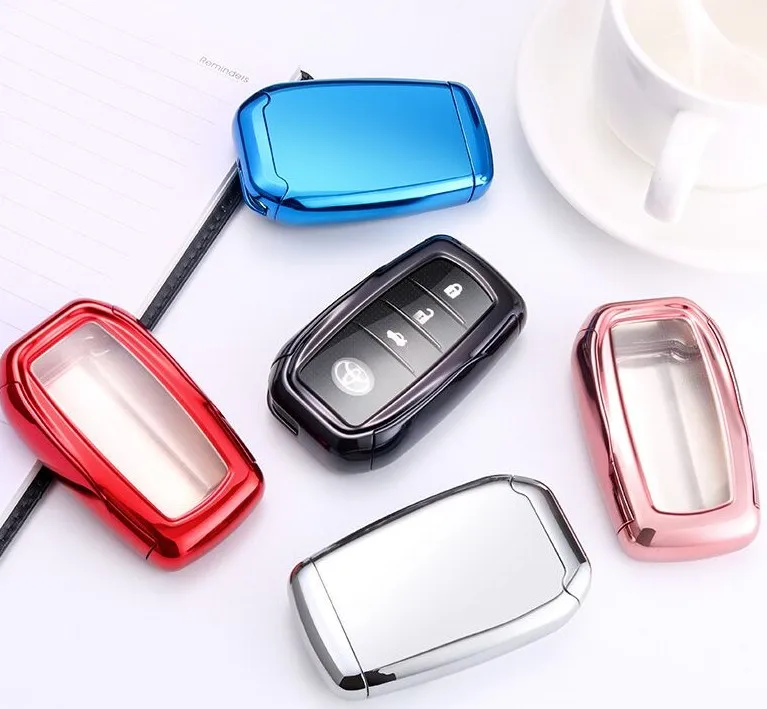 

Original factory TPU oem car key remote case cover customized key case for Toyota Prado key box, Red/blue/gold/silver/balck/gold