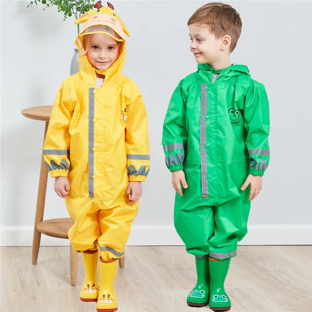 

2021 new fashion children's one-piece raincoat boys and girls lightweight hooded kids rainwear, As pictures