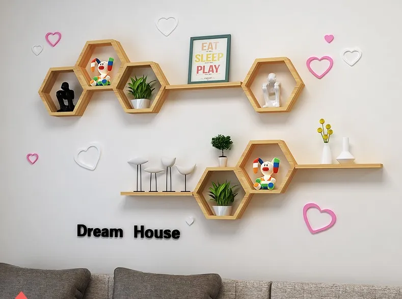 Nordic modern furniture Fixed Wall Floating Wall Mount Commercial Floating Commodity Wooden Wall Shelf