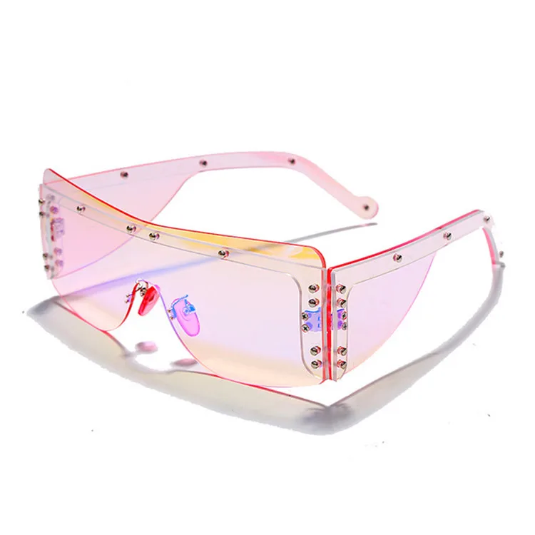 Fashion Rimless Square Women 2021 Luxury Brand Mirror Pink Shades Sunglasses Men Oculos