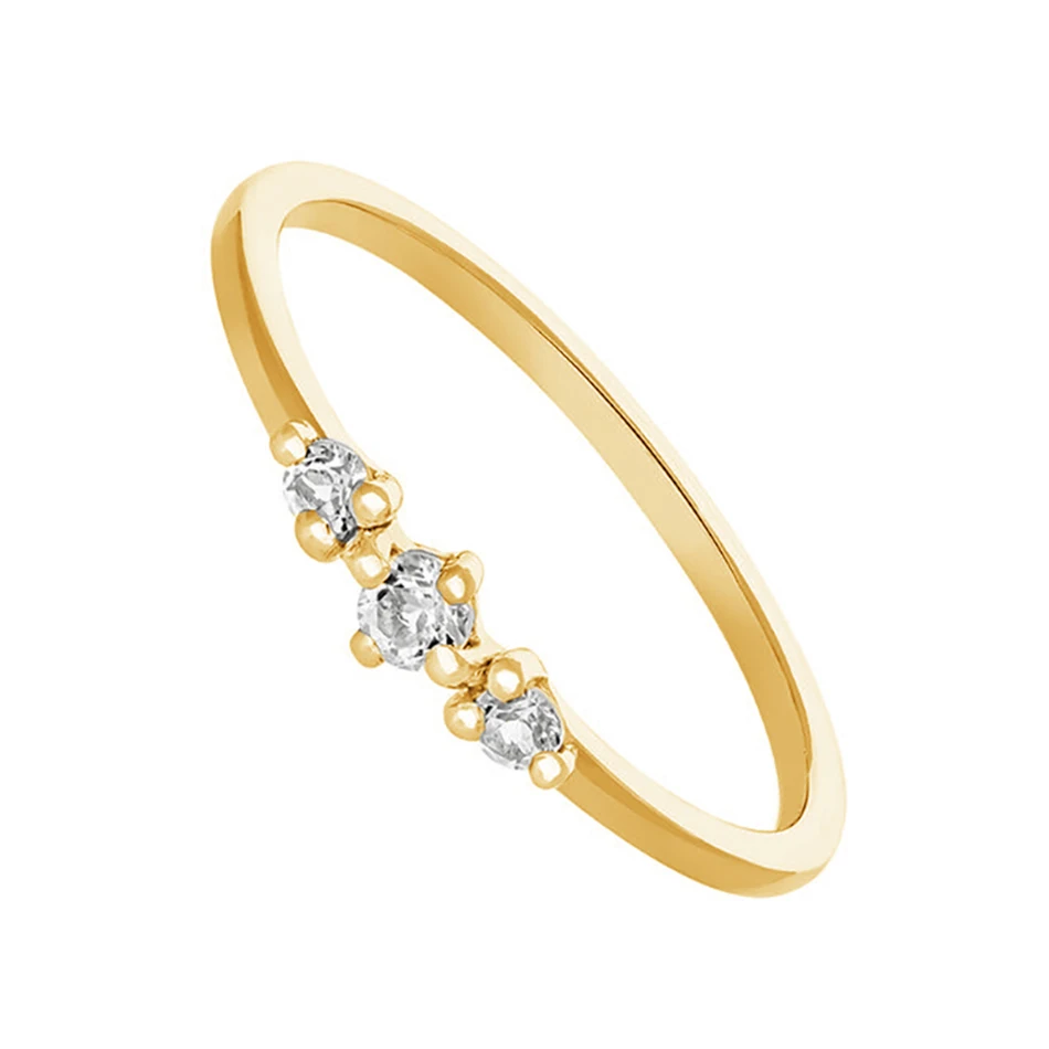 

Fashion Jewelry 925 Sterling Silver Gold Plated Ring With Three Cubic Zircon