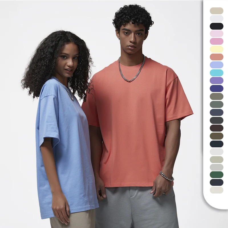 High Quality Unisex Loose Design 24 Colors 275GSM Cotton Crew Neck Custom Logo T-shirts Sublimation T-shirts Mens T-shirts