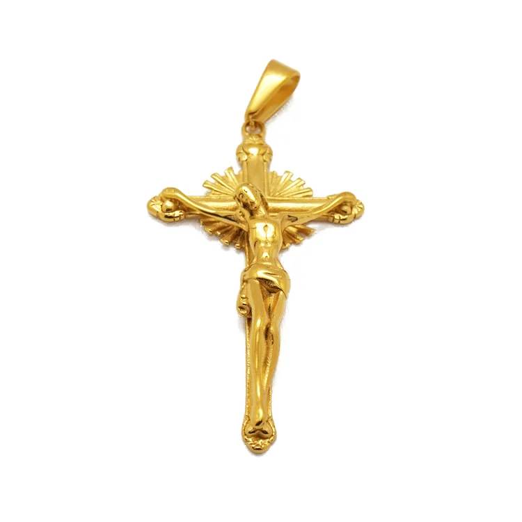 

Olivia factory wholesale gold religious pendant, high quality stainless steel jesus cross pendant for men