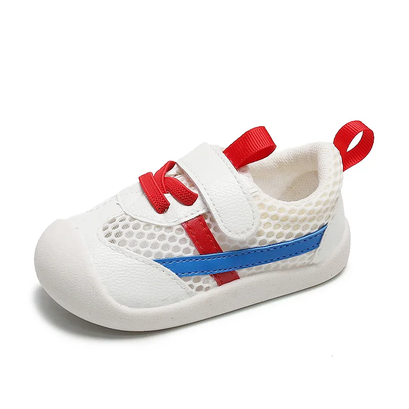 

Spring and autumn new baby shoes 1-3 years old baby breathable net shoes boys and girls soft bottom Baotou toddler shoes, Yellow, red, green