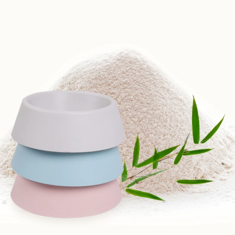 

M02 Sustainable pet dog and cat food bowl bowls solid bamboo fiber round shape non-slip pet dog bowl