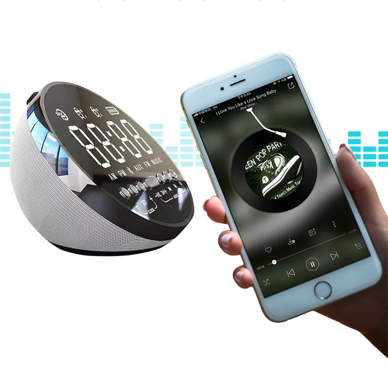 

shockproof waterproof wireless home theater system Car Portable bluetooths Speaker alarm clock speaker mirror speaker, Black,red,green,blue etc