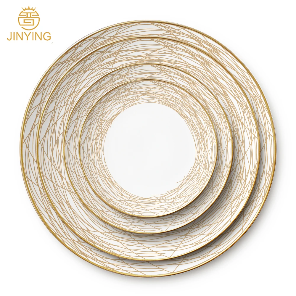 

Fine bone china gold wedding charger plate ceramic dinner set, Customized color