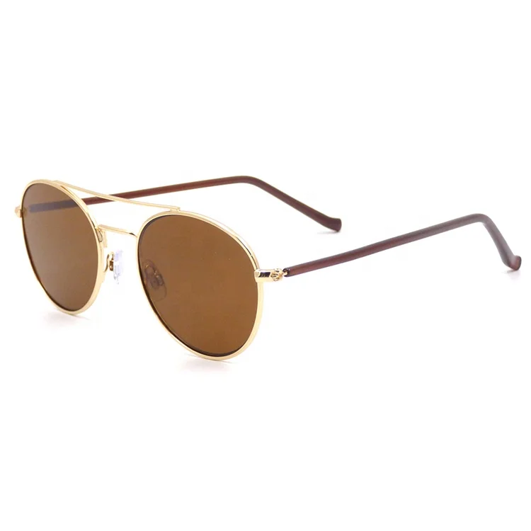 

2020 Fashion Round PC Lens Double Bridge Metal Frame Sunglasses For Women Men